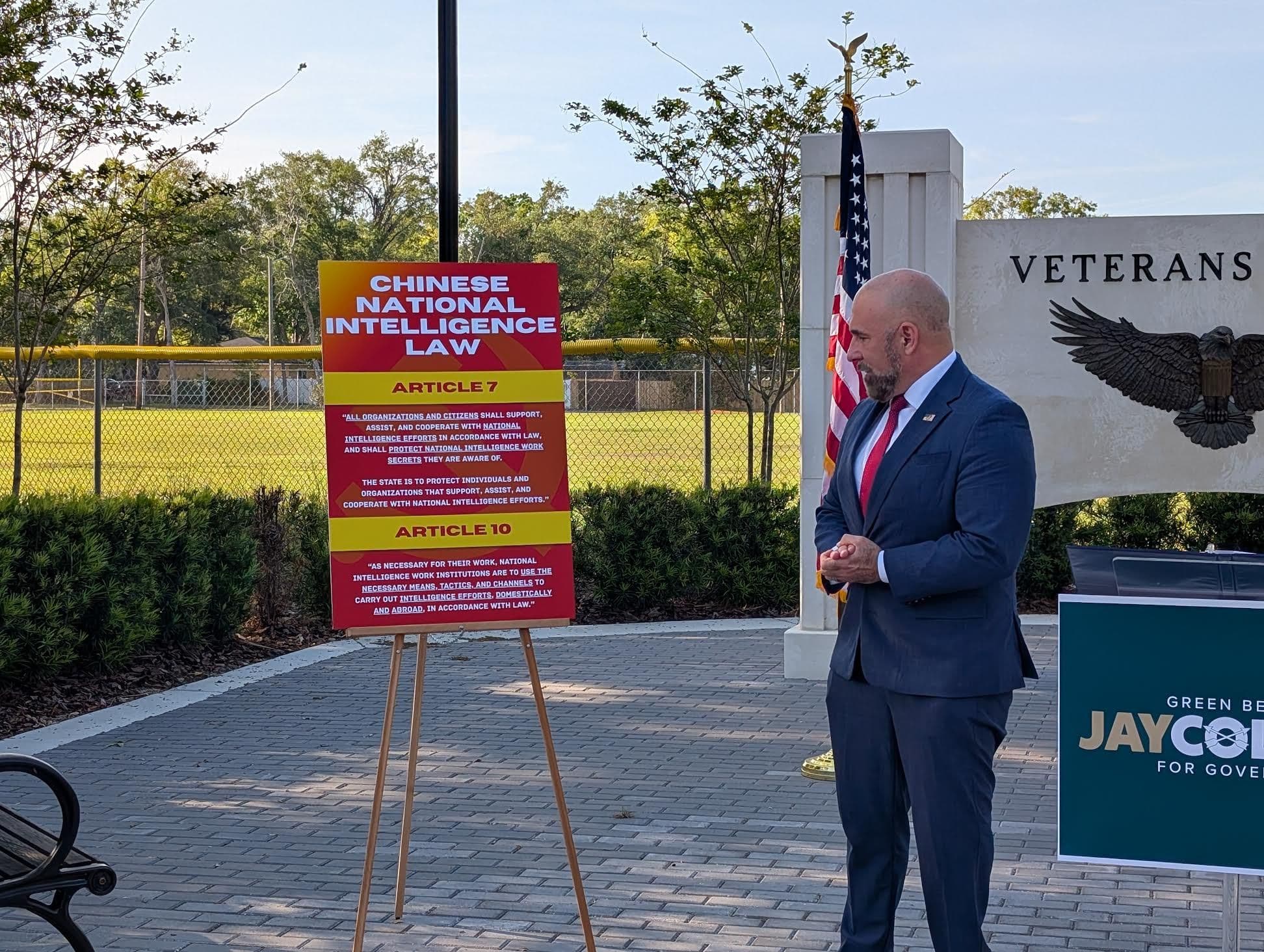 Jay Collins leans hard into national security issues in Tampa campaign stop