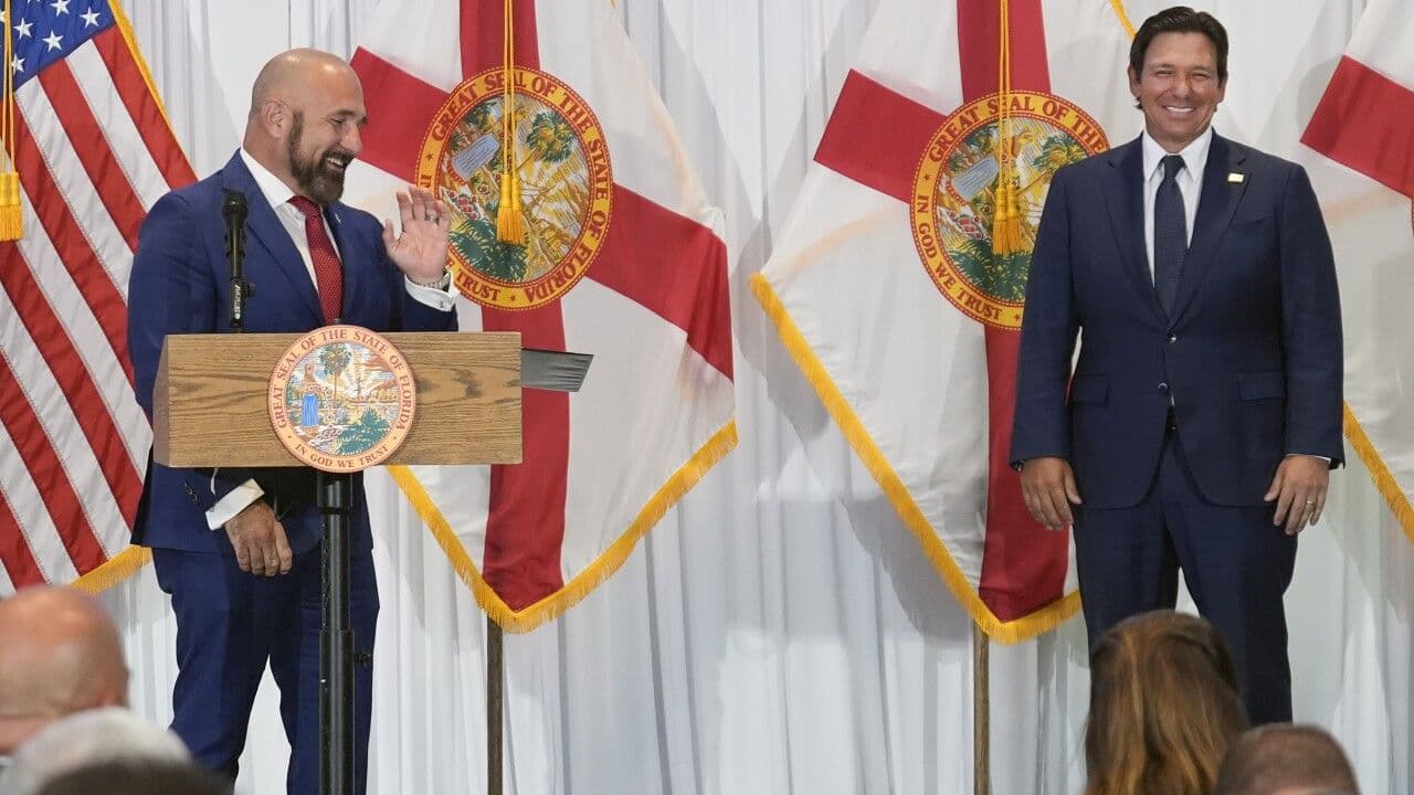 Gov. DeSantis holding press conference at USF with Lt. Gov. Collins